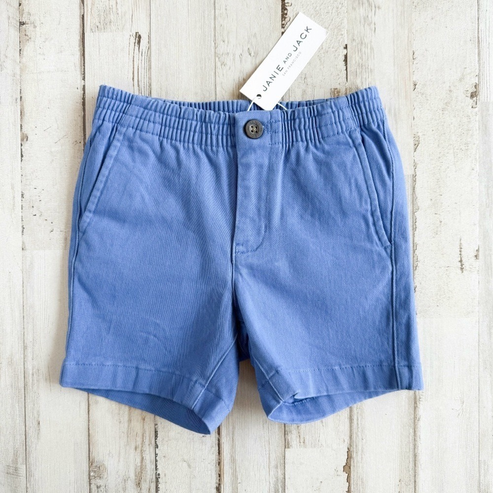 NWT JANIE and JACK Twill Pull-on Shorts in Midday Blue Boys size 2T 100045586 - Picture 2 of 11